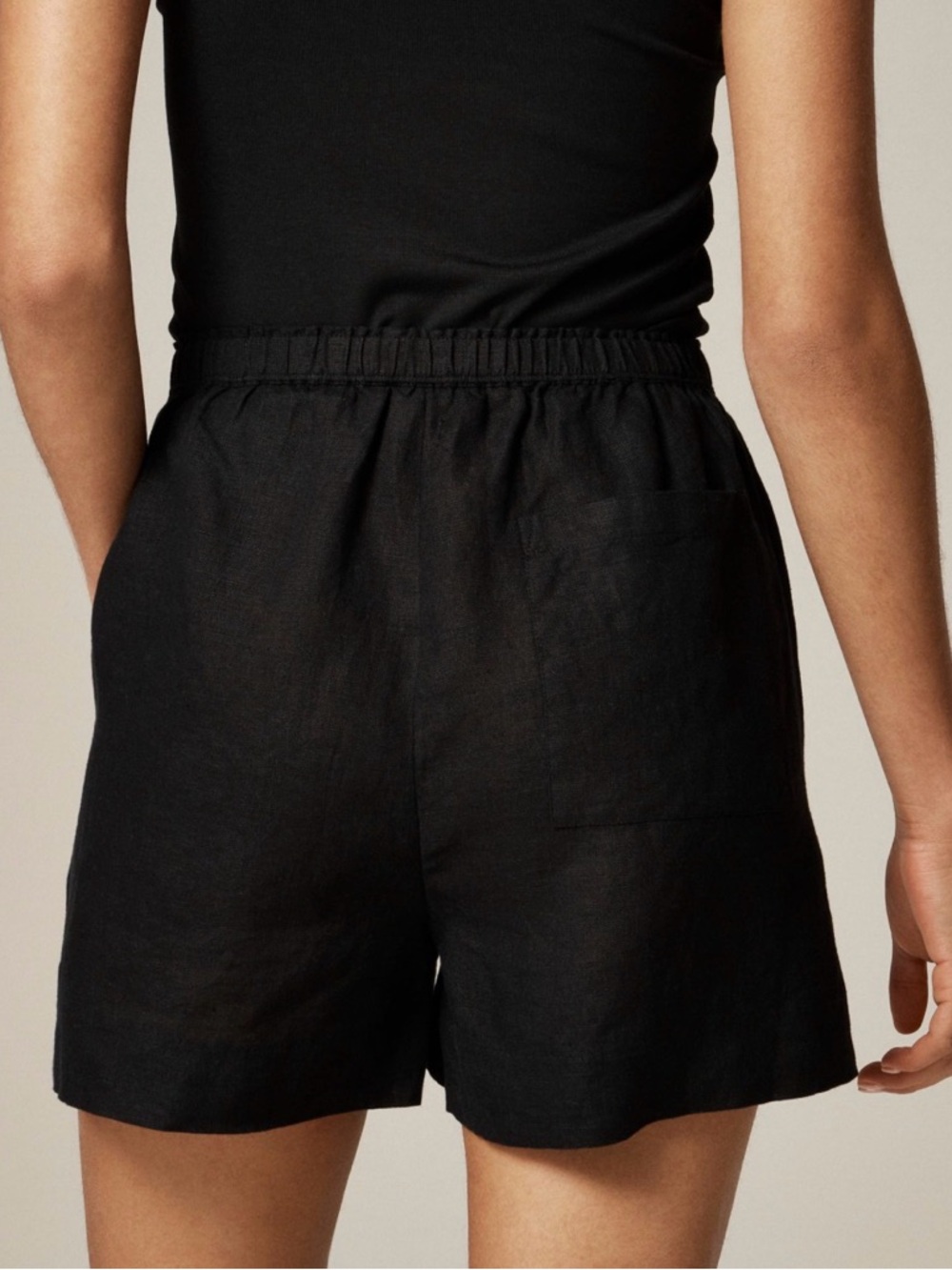 J.Crew 3” Stratus Linen Shorts M Black Pull-On EUC